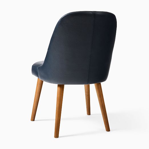 Mid-Century Leather Dining Chair - Wood Legs | West Elm