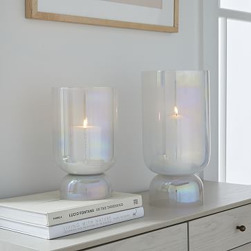 Iridescent Pedestal Glass Candleholders