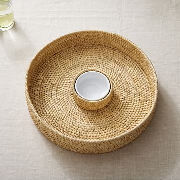 Dropship Rattan Chip And Dip Serving Tray