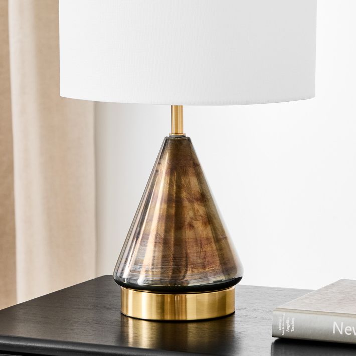 Metalized Glass USB Table Lamp - Large, Modern Light Fixtures