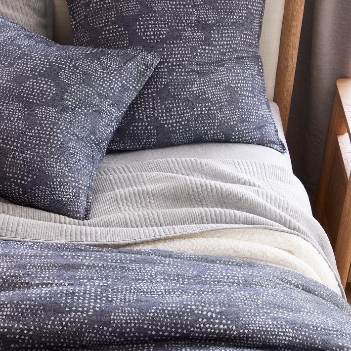 Organic Flannel Dotted Jacquard Duvet Cover & Shams West Elm