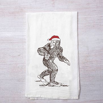 Santa Face Christmas Kitchen Towel, Farmhouse Santa Dish Towel