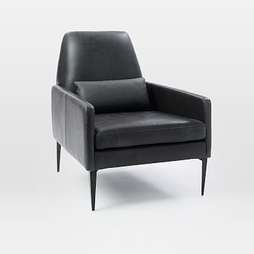 West elm discount black leather chair