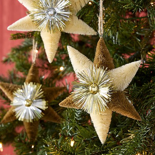 Modern Bottlebrush Star Ornaments | West Elm