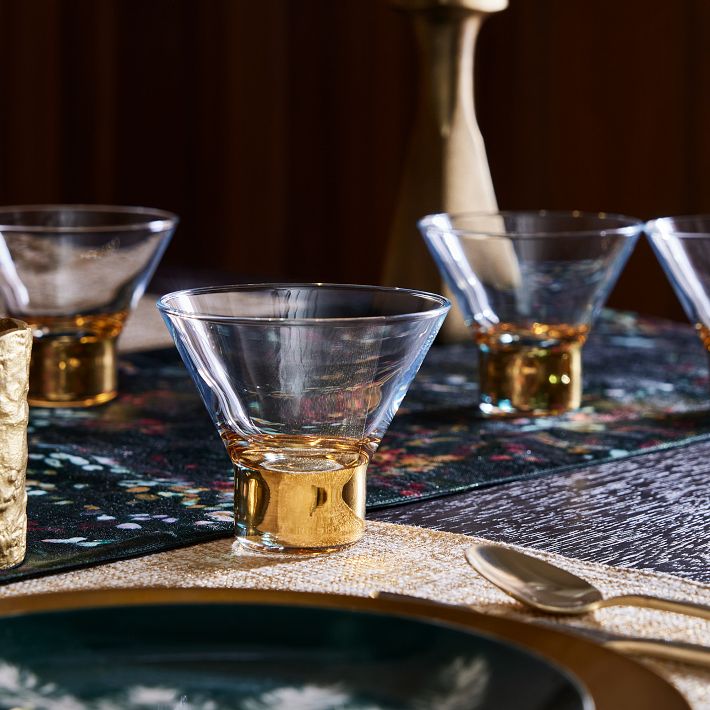 Personalized Gold Cocktail Shaker Set with Gold Rim Martini