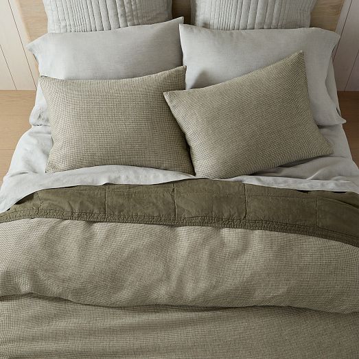 European Flax Linen Mini Waffle Duvet Cover & Shams | West Elm