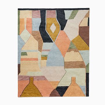 5'X8' Indoor Outdoor Rug Terracotta Orange Geometric Porch Deck