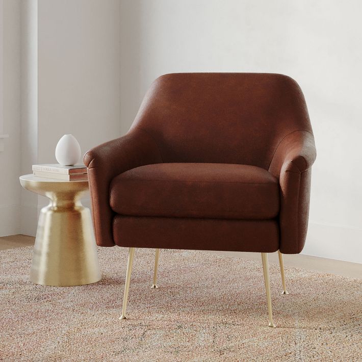 Phoebe Leather Chair Metal Legs West Elm