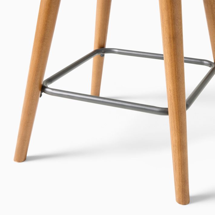 MidCentury Leather Counter Stool Wood Legs West Elm