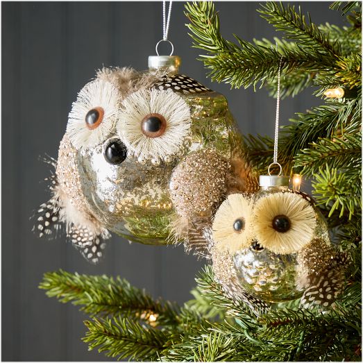 Owl Glass Ball Ornament | West Elm