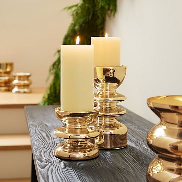 Metallic glass candle clearance holders