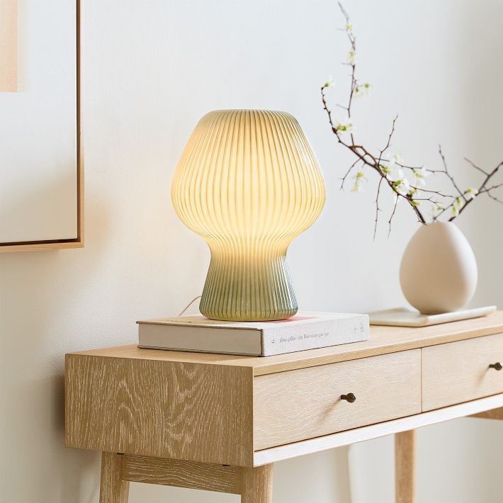 Ribbed Glass Table Lamp, Modern Light Fixtures