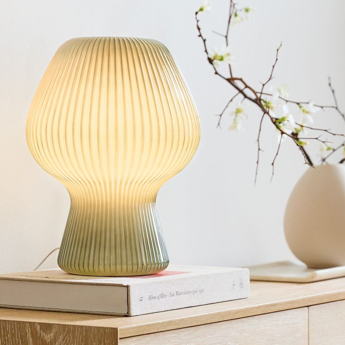 West elm ribbed glass table deals lamp