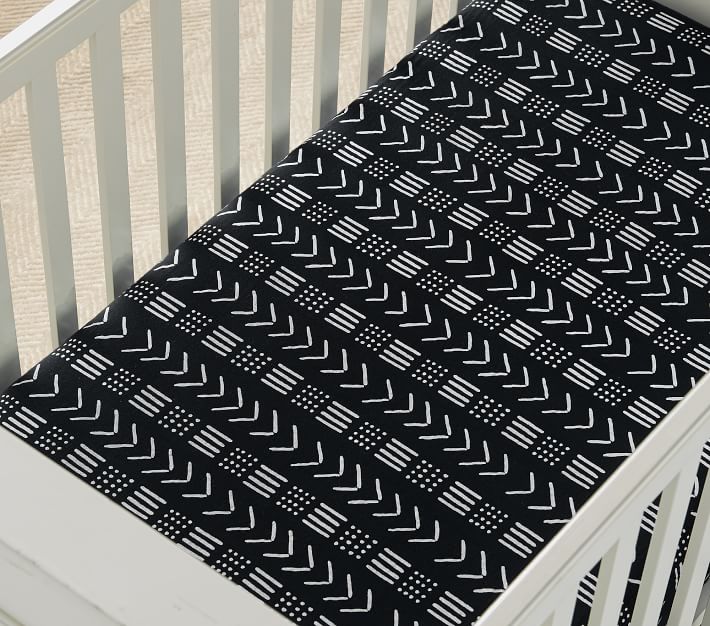 Organic Muslin Mudcloth Print Crib Fitted Sheet West Elm