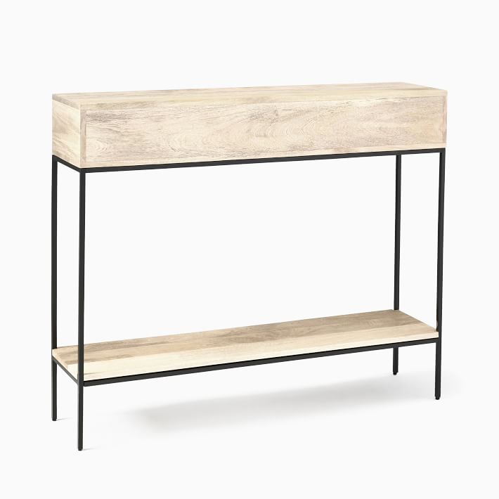 West elm industrial storage deals skinny console