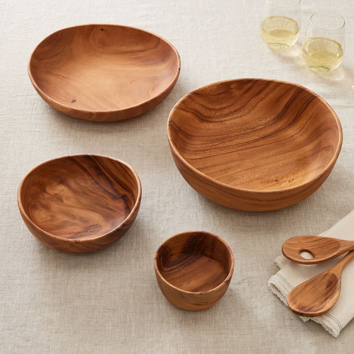 Organic Shaped Wood Serving Bowls