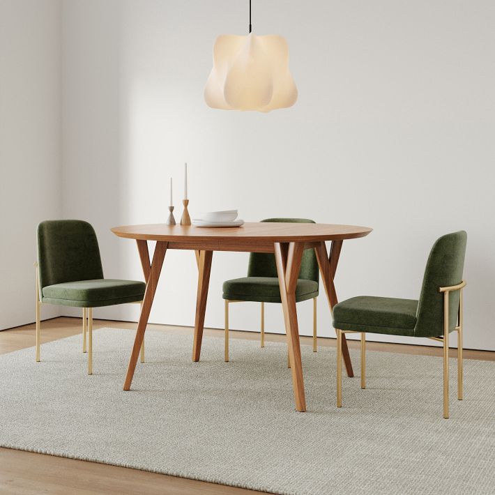 Mid-Century Rounded Expandable Dining Table (42