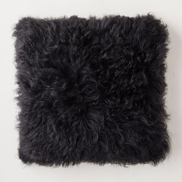 Black mongolian shop fur pillow