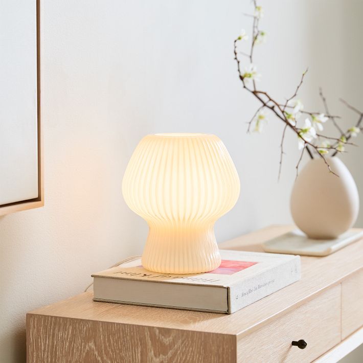 Ribbed Glass Table Lamp Modern Light