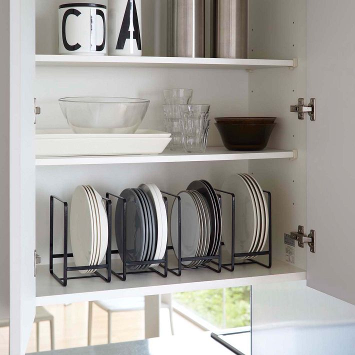 Dish racks for wall cabinets