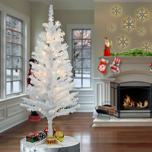 PreLit Faux White Iridescent Tinsel Christmas Tree West Elm