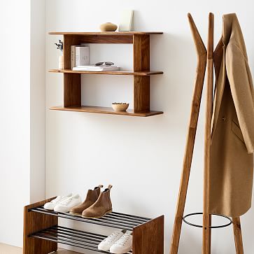 Lucy Mango Wood Shoe Rack with Bench