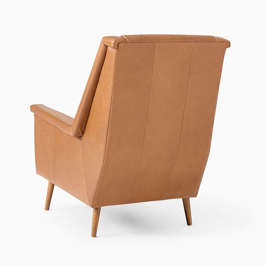 Carlo HighBack Leather MidCentury Chair Wood Legs West Elm