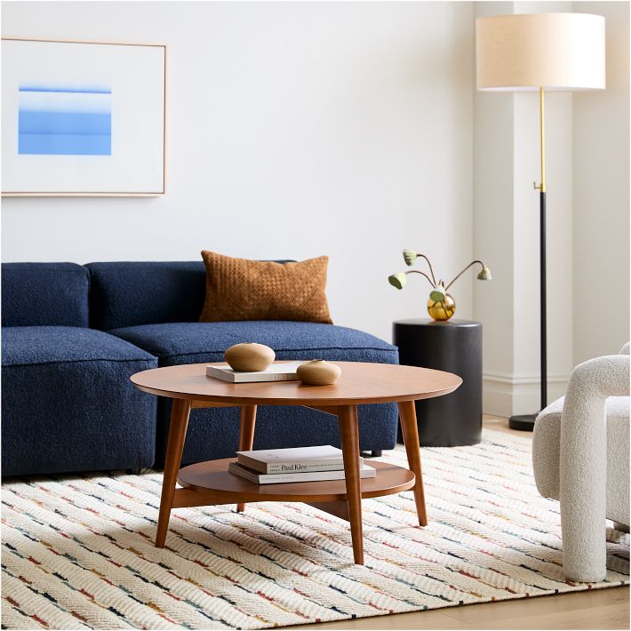 Wood top round store coffee table