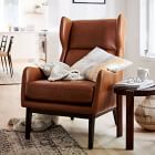 West elm discount black leather chair