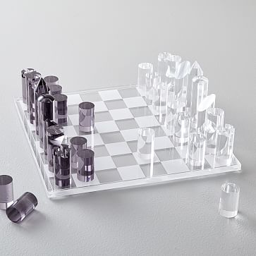 Luxury Unique Lucite Chess Set, Acrylic Pieces, 13 x 13 Modern Clear &  Smoke Theme, Great for Home & Game Room Décor