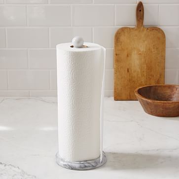 Paper Towel Holders White Terrazzo w/ A Walnut Rod