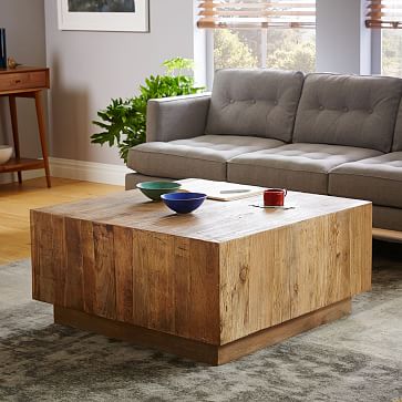 Plank Square Coffee Table, Modern Square Coffee Table