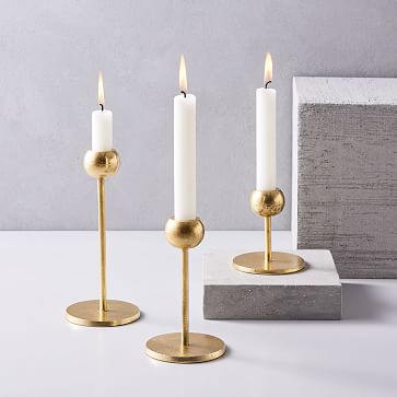 M&Co Brass Candle Holder, Small - Home Red Dot