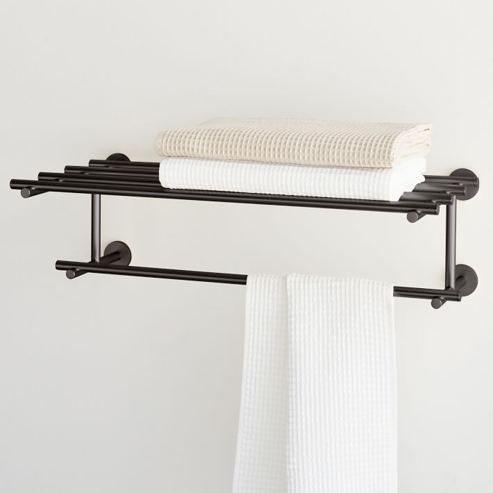Bathroom Wall Shelf with Towel Bar - The McGarvey Workshop