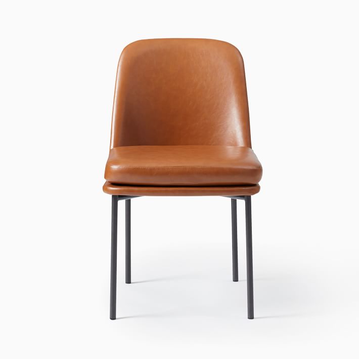 Metal frame 2024 leather dining chair