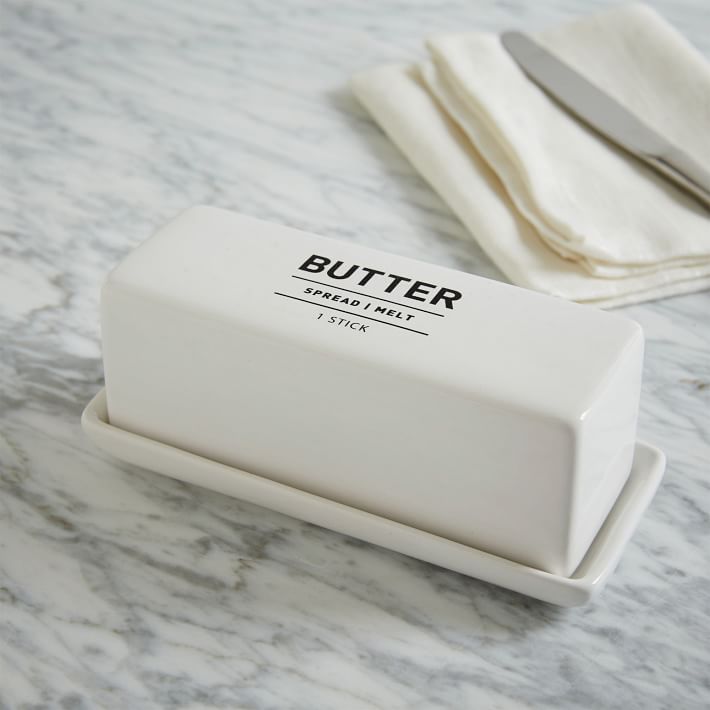 Utility Stoneware Butter Dish - White