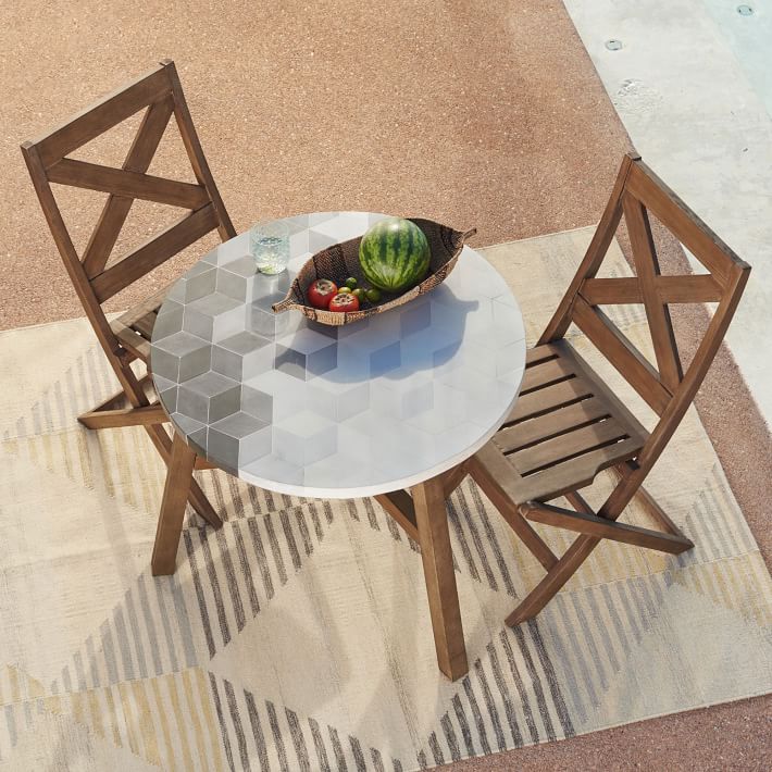 Mosaic Tiled Outdoor Bistro Table - Isometric Concrete