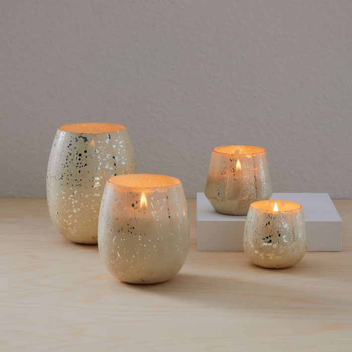 Rounded Speckled Mercury Candles - Balsam Cedar