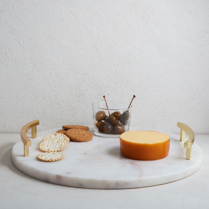 Marble &amp; Brass Round Charcuterie Board