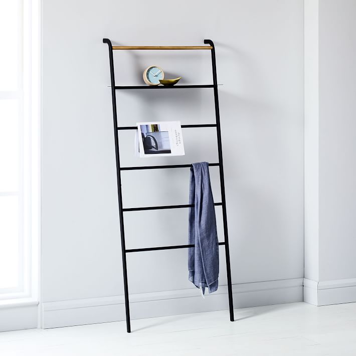 Yamazaki Leaning Clothes Towel Rack with Shelf