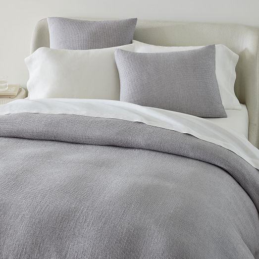 European Flax Linen Mini Waffle Duvet Cover & Shams | West Elm