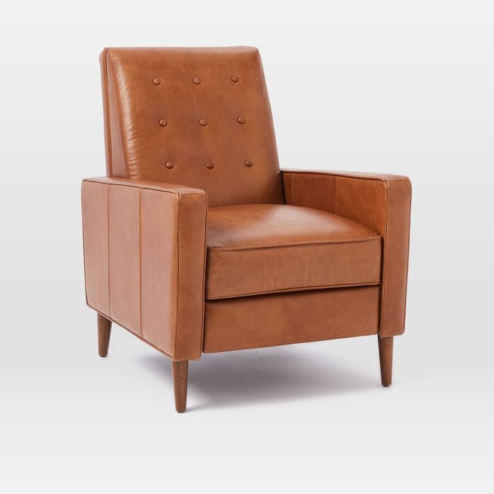 Where To Find West Elm's Sedgwick Leather Recliner For Cheap - Stylish  Leather Recliners