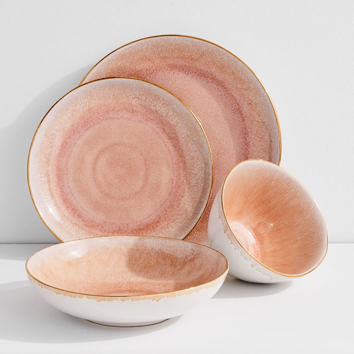 Reactive Glaze Pasta Bowl Pink & Gold West Elm