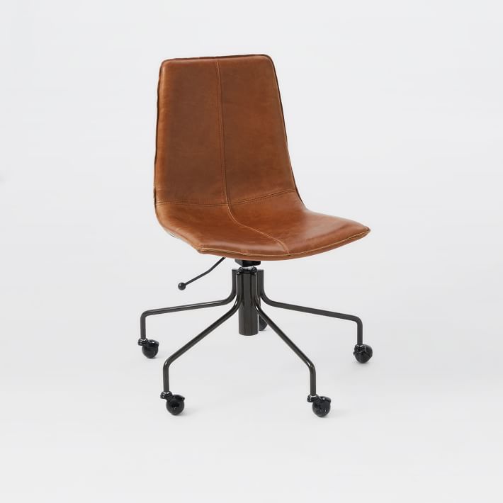 West elm leather on sale swivel chair