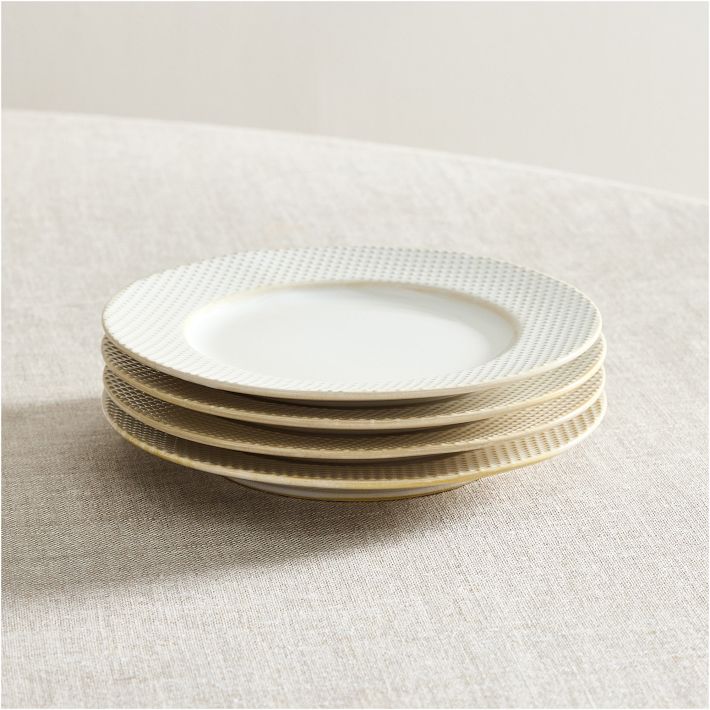Textured Stoneware Salad Plate Sets