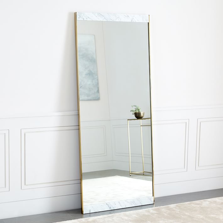 Marble &amp; Brass Floor Mirror - 30&quot;W x 72&quot;H