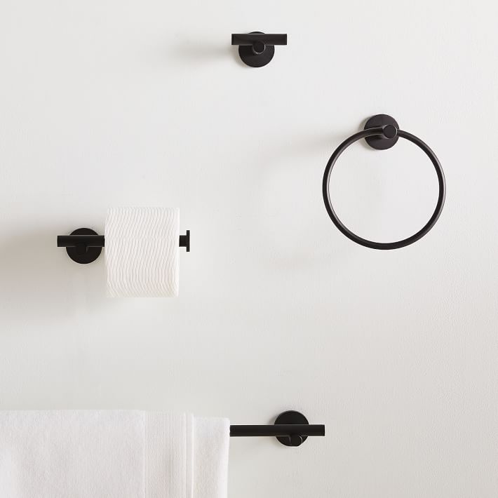 Modern Fluted Matte Black Bathroom Hand Towel Ring