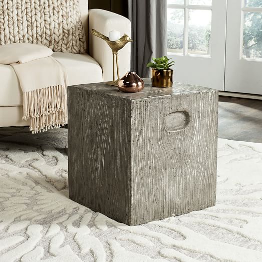 Cube Concrete Outdoor Accent Table (14.9") | West Elm