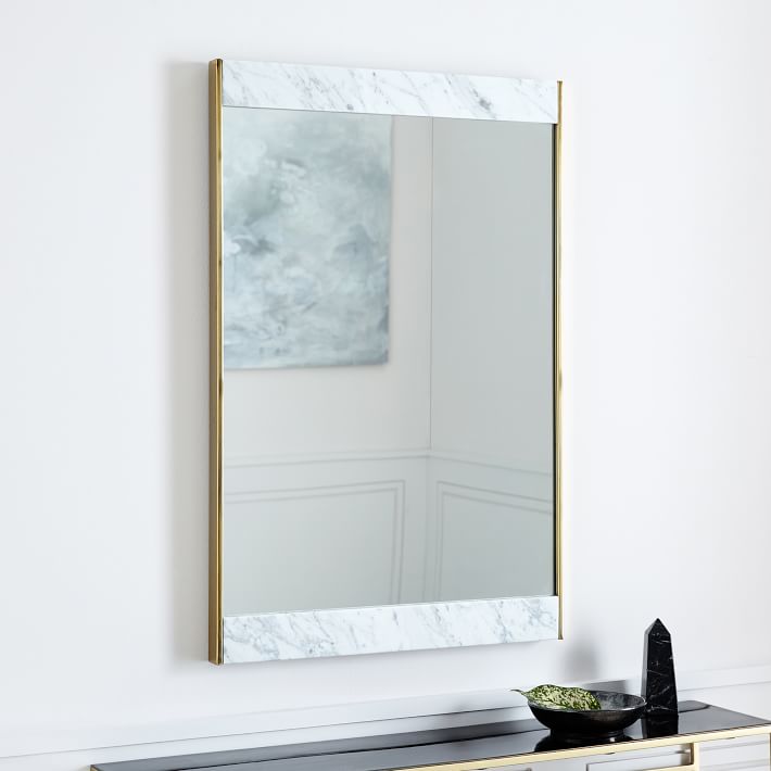 Marble &amp; Brass Wall Mirror - 24&quot;W x 36&quot;H