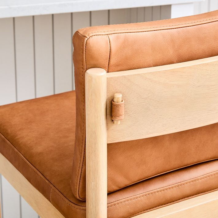 West elm stools online leather